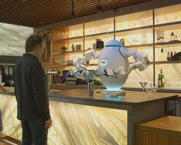 adam serves a bar patron